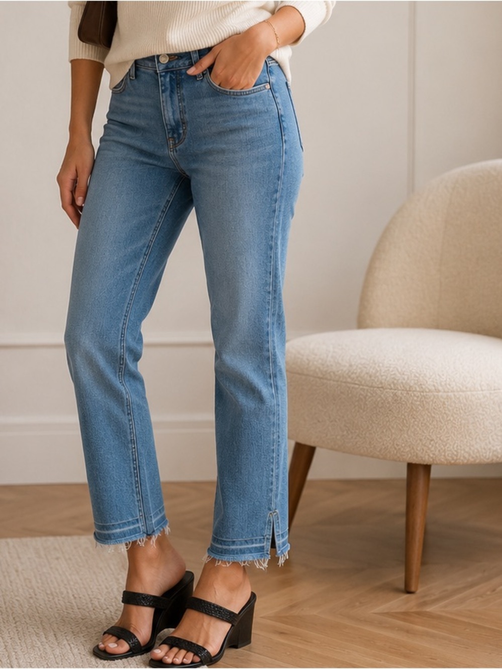 Banana Republic Curator 28 Slim Crop Jeans Frayed Hem Size 28